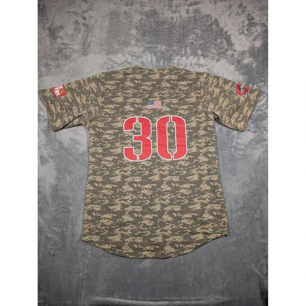 Carolina Mudcats Jersey Mens Medium Camo MILB Baseball #30 Minor League Shirt